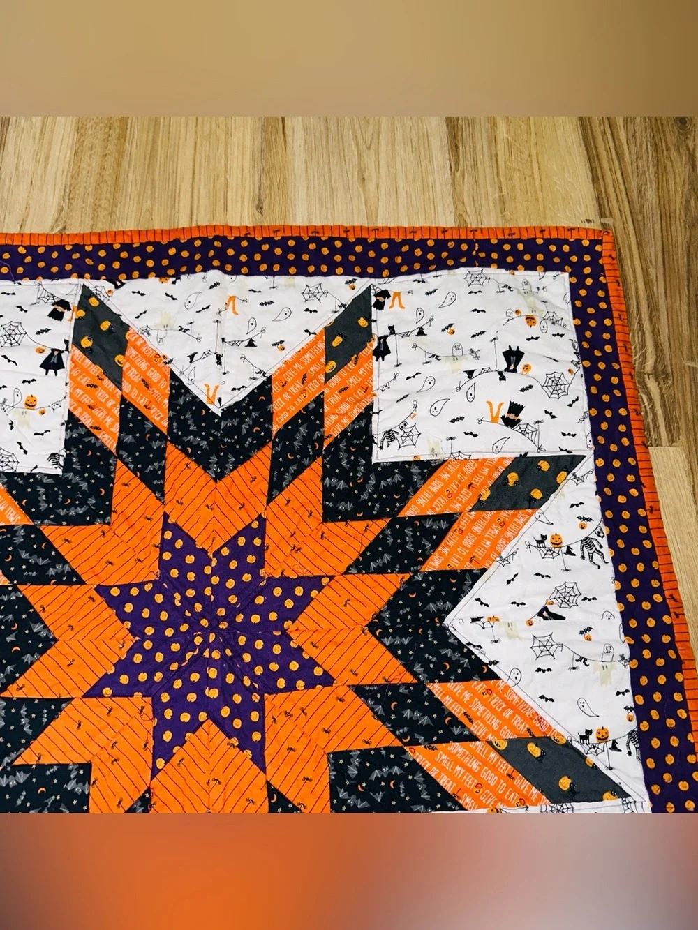 Halloween Cozy Quilted Star Quilt Tapestry Table Topper Decor